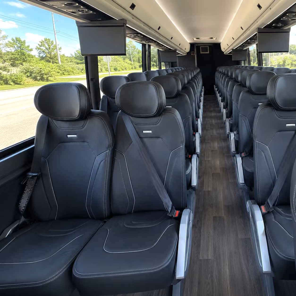 plano charter bus rental interior
